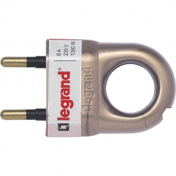 Вилка LEGRAND 2К серия Элиум 6 А с кольцом пластик бронзовый
