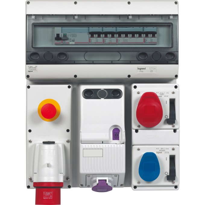 Встраиваемая розетка LEGRAND с блокировкой-выключателем и уменьшенным фланцем P17 Tempra Pro IP 44 380/415 В 16 A 3К+Н+З 057302