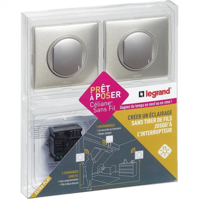 Комплект LEGRAND Celiane для создания схемы радио управления освещением с двух мест титан 067276