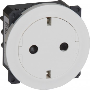 Розетка LEGRAND 2К+З с плоской лицевой панелью немецкий стандарт безвинтовые зажимы Программа Celiane белый