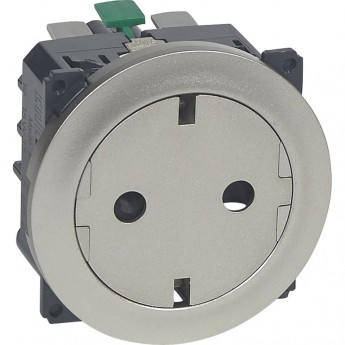 Розетка LEGRAND 2К+З с плоской лицевой панелью немецкий стандарт безвинтовые зажимы Программа Celiane титан