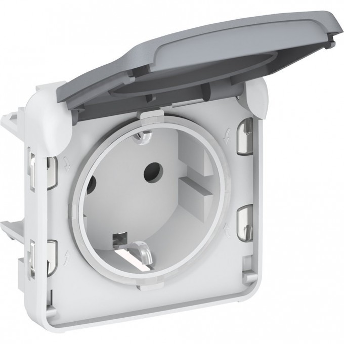 Розетка LEGRAND 2К+З с винтовыми зажимами немецкий стандарт Программа Plexo серый 16 A 250 В серый 069571