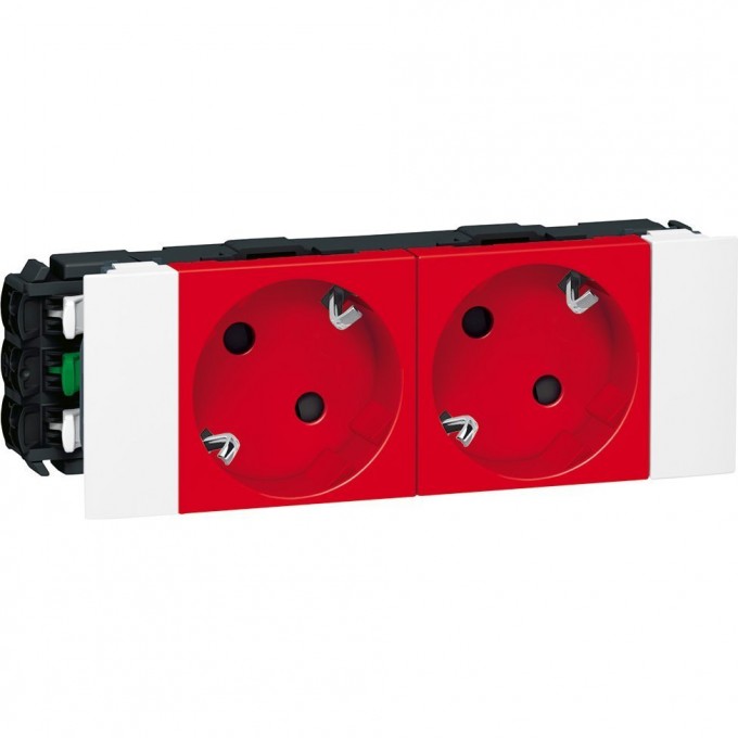 Розетка LEGRAND 2 x 2К+3 Mosaic для установки в кабель-канале автоматические клеммы с механической блокировкой красный 077422