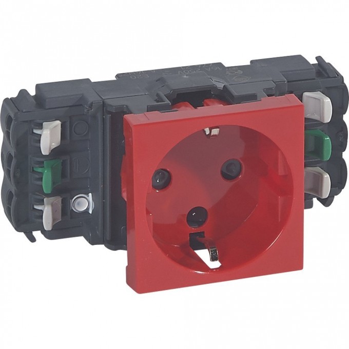 Розетка LEGRAND +3 Программа Mosaic для установки в кабель-канале автоматические клеммы с механической блокировкой красная 077421