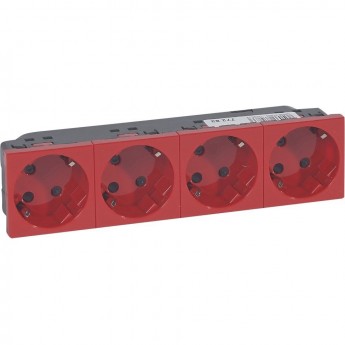 Розетка LEGRAND 4 x 2К+3 под углом 45° Программа Mosaic с механической блокировкой красный