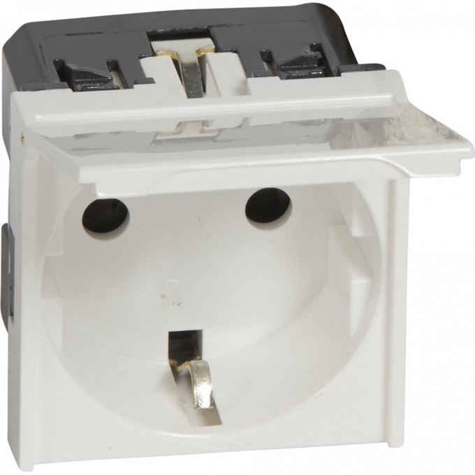 Розетка LEGRAND с крышкой 2К+З с автоматическими клеммами Программа Mosaic 2 модуля антибактериальная белый 077219