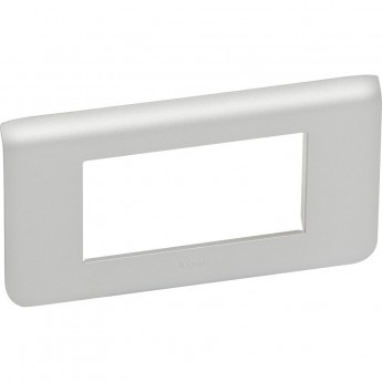 Рамка LEGRAND пластиковая горизонтальная Mosaic 4 модуля Алюминий