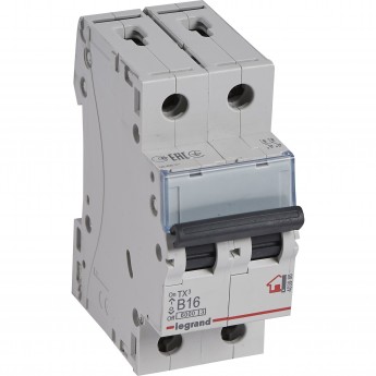 Автоматический выключатель LEGRAND TX³ 6000 6 кА тип B 2П 230/400 В 16А 2 модуля белый