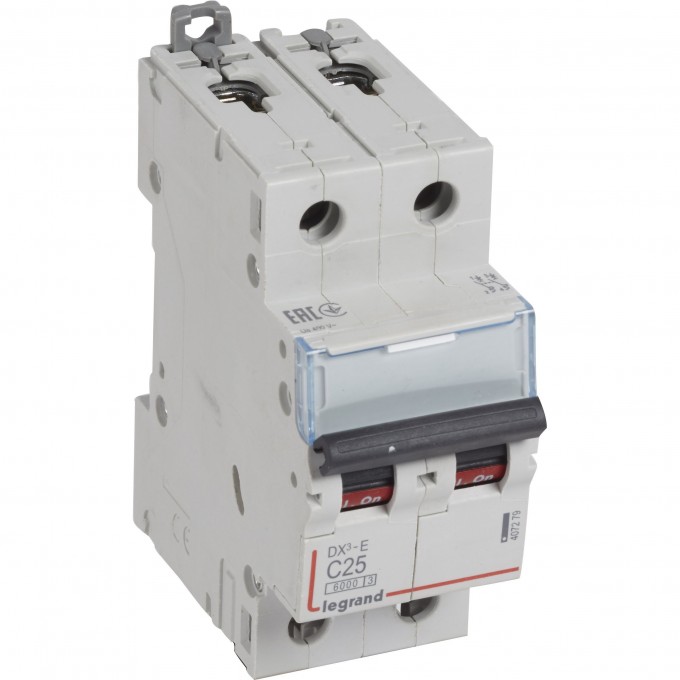Автоматический выключатель LEGRAND DX³-E 6000 6 кА тип C 2П 230/400 В 25А 2 модуля белый 407279