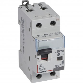 Автоматический выключатель дифференциального тока LEGRAND DX³ 6000 10 кА тип характеристики С 1П+Н 230 В 16 А тип AС 10 мА 2 модуля белый