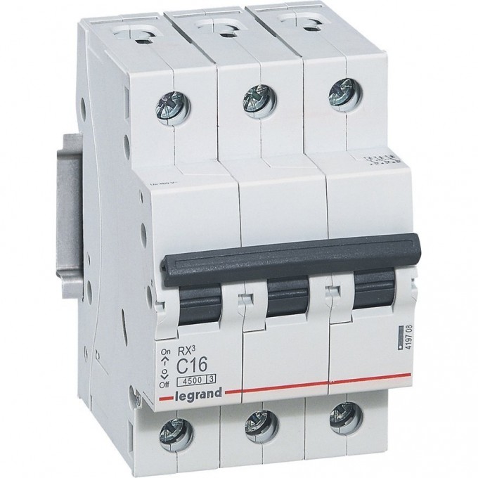 Автоматический выключатель LEGRAND RX3 4,5кА 16А 3П тип C белый 419708