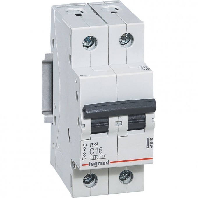 Автоматический выключатель LEGRAND RX3 4,5кА 6А 2П тип C белый 419694