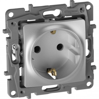 Розетка LEGRAND 2К+З немецкий стандарт винтовые зажимы 16 А 250 В Etika алюминий