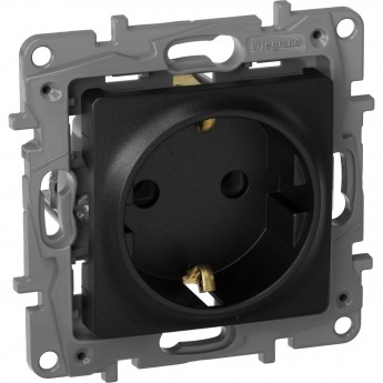 Розетка LEGRAND 2К+З немецкий стандарт винтовые зажимы 16 А 250 В Etika антрацит