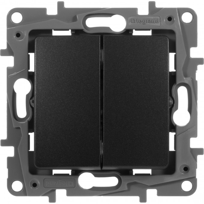 Выключатель LEGRAND Etika двухклавишный автоматические клеммы 10 AX 250 В антрацит 672602