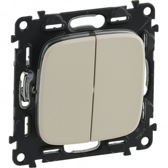 Переключатель LEGRAND Valena ALLURE двухклавишный 10А 250В с лицевой панелью безвинтовые зажимы слоновая кость