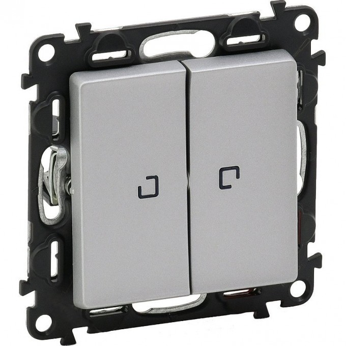 Переключатель LEGRAND Valena LIFE двухклавишный 10АХ 250В с подсветкой с лицевой панелью алюминий 752609