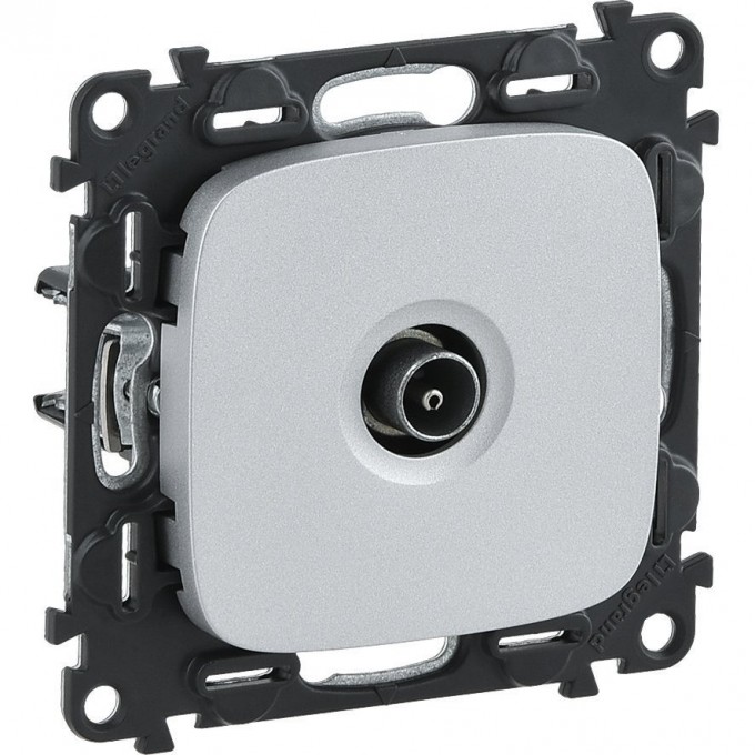 Розетка LEGRAND Valena ALLURE ТВ проходная 1,5дБ/14дБ 0-2400 МГц с лицевой панелью алюминий 753961