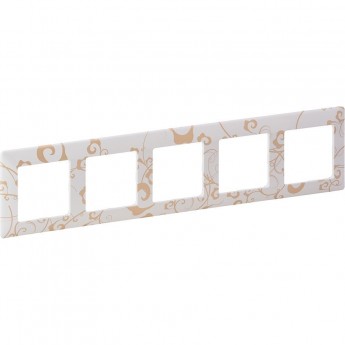 Рамка LEGRAND Valena LIFE "Ампир белый", 5-постовая универсальная, кремово-бежевая
