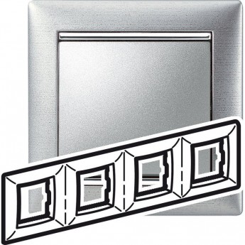 Рамка LEGRAND Valena 4 поста алюминий матовый