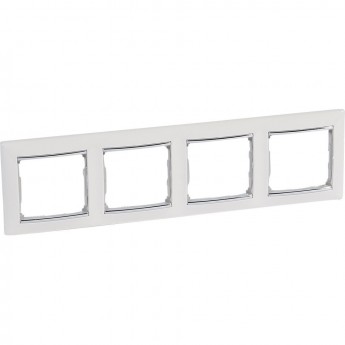 Рамка LEGRAND Valena 4 поста горизонтальный монтаж белый/серебряный штрих