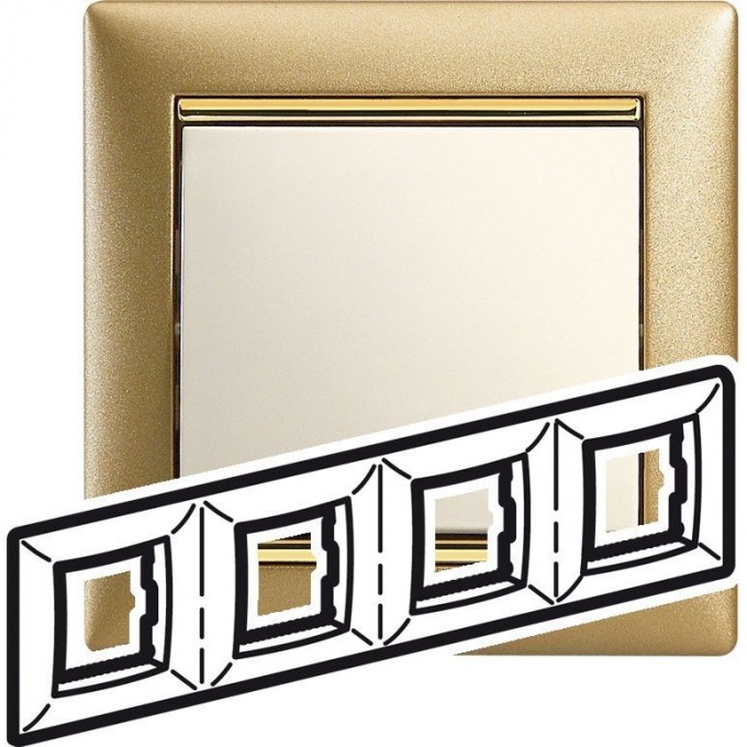 Рамка LEGRAND Valena 4 поста матовое золото 770304