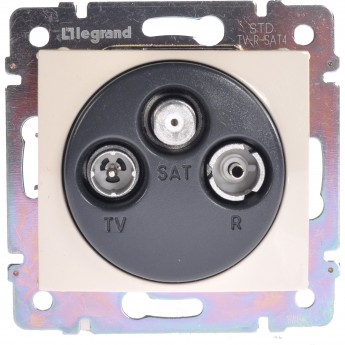 Розетка LEGRAND TV-FM-SAT двухкабельная Valena звезда 1.5 дБ 2400 МГц слоновая кость
