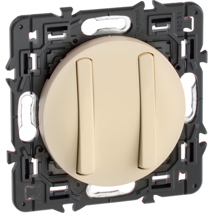 Выключатель LEGRAND Celiane двухклавишный 1-полюсный с тонкими клавишами слоновая кость SET-2-067001-05
