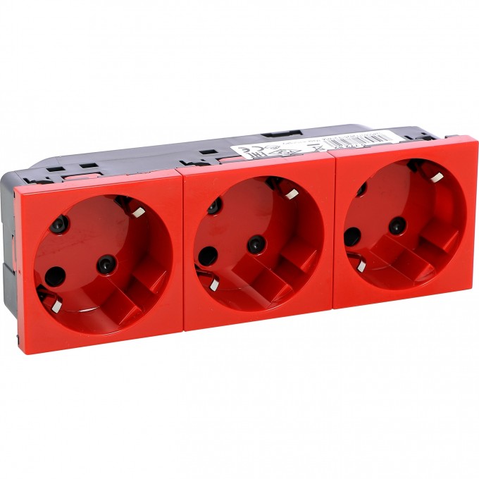 Розетка электрическая LEGRAND MOSAIC 3x2К+З нем. ст. с отверстиями под 45° с блокировкой 77282