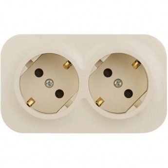 Розетка LEGRAND 2-м ОП Quteo 16А IP20 250В 2х2P+E с заземлением, защитные шторки, слоновая кость