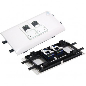 Розетка LEGRAND Mosaic DLP с суппортом для крышки 65мм 2xRJ45 Кат.5e FTP