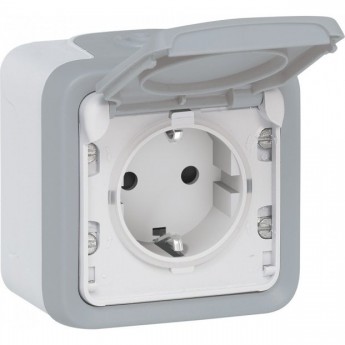 Розетка LEGRAND Plexo с заземлением 16 A, с винтовыми зажимами, IP55, серый