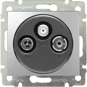 Розетка LEGRAND TV-FM-SAT Valena оконечная 10 дБ 2400 МГц алюминий