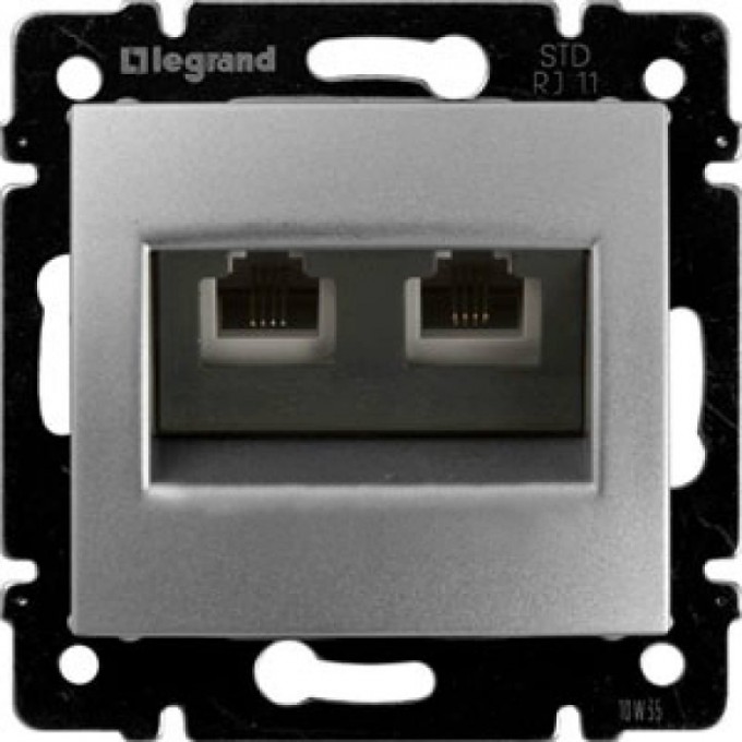 Телефонная розетка LEGRAND Valena RJ11 4 контакта 2 выхода алюминий 770139