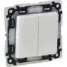 Выключатель LEGRAND Valena LIFE IP44 двухклавишный 10А 250В IP44 с лицевой панелью безвинтовые зажимы белый 752155