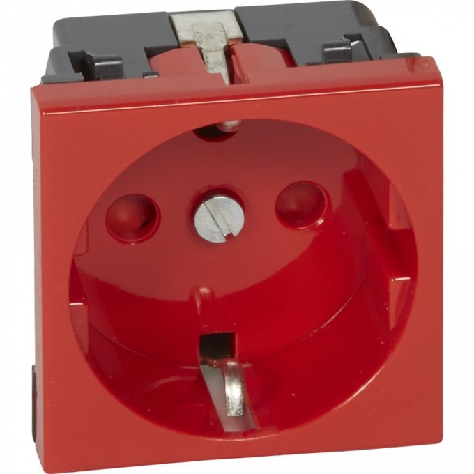 Розетка LEGRAND Mosaic 2К+З с механической блокировкой, 2 модуля, красный 77214