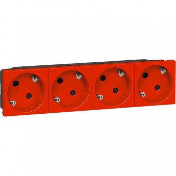 Розетка LEGRAND Mosaic 4х2к+З немецкий стандарт, угол 45, красный