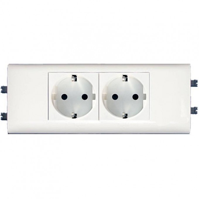 Розетка Legrand Mosaic DLP для крышки 65мм немецкий стандарт 2X2К+З б/заж, белый 77432