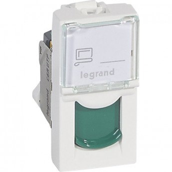 Розетка LEGRAND RJ 45 Программа Mosaic категория 6a UTP 1 модуль алюминий