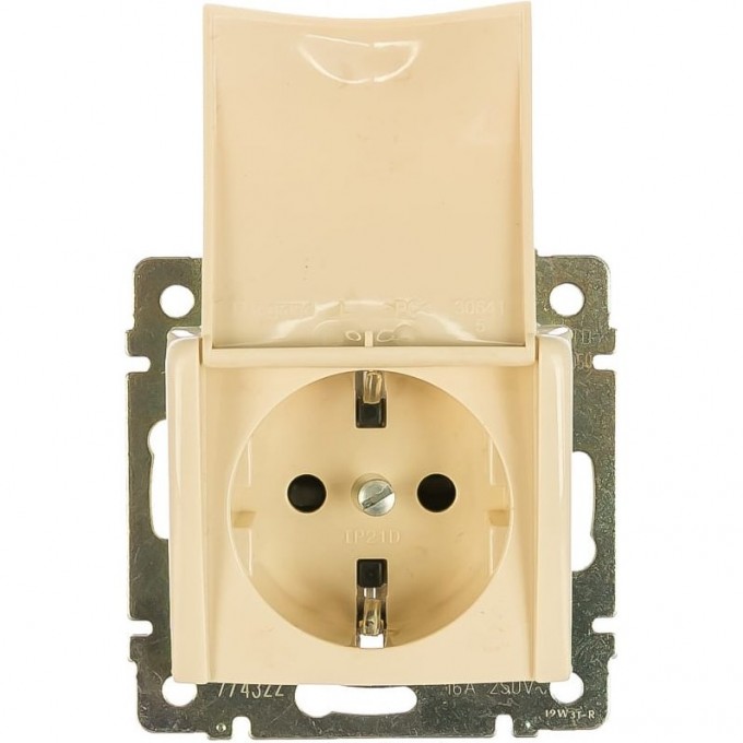 Розетка LEGRAND Valena 16А IP21 2P+E с крышкой слоновая кость 695614