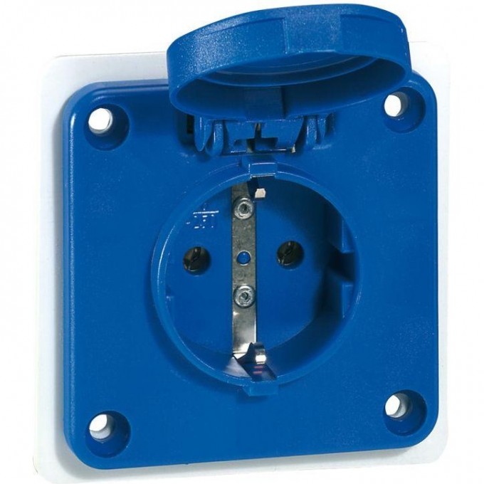 Встраиваемая розетка бытового назначения LEGRAND с уменьшенным фланцем P17 Tempra Pro немецкий стандарт без шторок синий 057670