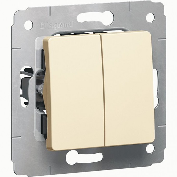 Выключатель LEGRAND Cariva двухклавишный автоматические клеммы 10 А 250 В слоновая кость 773758
